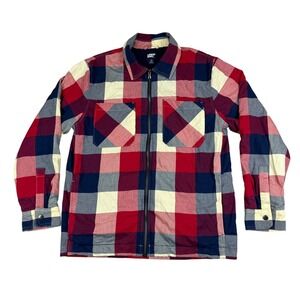 Lands End Flannel Shacket Mens M Full Zip Active Outdoors Hiking Plaid Shirt EUC